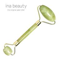 🌿 the upgraded jade roller by ina beauty - enhanced stone facial and neck massager – july 2019 version: durable metal construction with silicone cap to prevent squeaking and stone detachment logo