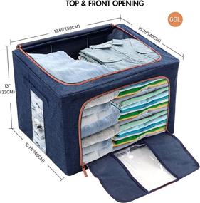 img 1 attached to 📦 Tasmegol 2-Pack Stackable Clear Window Storage Bins: Organize Your Clothes with Large Capacity Linen Fabric Containers Bags – Navy