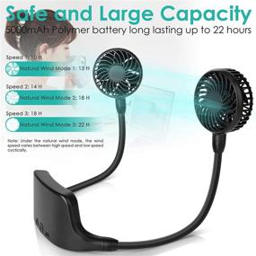 img 3 attached to 5000mAh Battery Operated Neck Fan with Long Working Time - Get the Ultimate Cooling Experience with Strong Airflow and Natural Wind Mode!