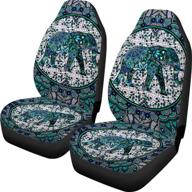 🚗 dreaweet car seat covers: stylish vehicle protectors with boho floral vintage indian lotus design for auto cars, sedans, suvs - african tribal mandala pattern, ethnic elephant accent logo