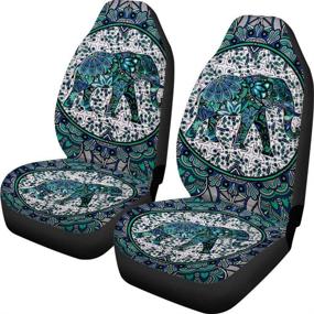 img 4 attached to 🚗 Dreaweet Car Seat Covers: Stylish Vehicle Protectors with Boho Floral Vintage Indian Lotus Design for Auto Cars, Sedans, SUVs - African Tribal Mandala Pattern, Ethnic Elephant Accent