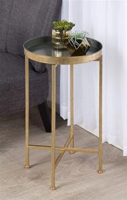 img 1 attached to 🌟 Gray and Gold Round Metal Foldable Tray Accent Table by Kate and Laurel Celia