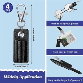 img 2 attached to 🖊️ Black Leather Pen Holder & Badge Pencil Organizer: Portable Pen Pouch for Neck Lanyard