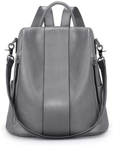 img 4 attached to 🎒 S-ZONE Women's Soft Leather Antitheft Backpack Medium Size - Stylish Rucksack Shoulder Bag for Ladies