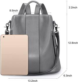 img 2 attached to 🎒 S-ZONE Women's Soft Leather Antitheft Backpack Medium Size - Stylish Rucksack Shoulder Bag for Ladies