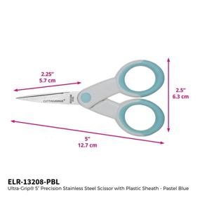 img 3 attached to 🔹 ECR4Kids Ultra-Grip 5" Precision Non-Stick Stainless Steel Scissors with Sheath - Extra Sharp Pointed Tip - Sewing and Crafting Tools, Pastel Blue