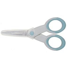 img 4 attached to 🔹 ECR4Kids Ultra-Grip 5" Precision Non-Stick Stainless Steel Scissors with Sheath - Extra Sharp Pointed Tip - Sewing and Crafting Tools, Pastel Blue