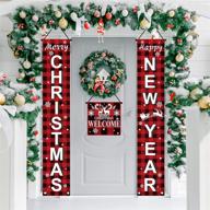 🎅 christmas porch decorations door banner - festive merry christmas xmas outside decor - merry christmas happy new year - outdoor indoor hanging sign cover for porch front door garage home welcome signs decor logo