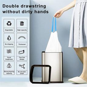 img 1 attached to 🗑️ 60 Count, 13 Gallon Tall Kitchen Drawstring Trash Bags – Strong & Leak-Proof White Garbage Bags, 50L Capacity, No Perforation
