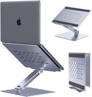 🖥️ nukoi ultimate foldable ergonomic laptop stand - adjustable height, portable desk riser for laptops up to 16 inches - compatible with macbook pro, air, hp, notebook - gray logo