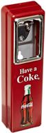 coca cola wall mount bottle opener with cap catcher: stylish chrome plated metal, space-saving design логотип