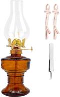 🪔 rnuie vintage kerosene oil lamp kit - includes 1 kerosene lamp, 1 tweezers, and 2 replacement wicks - glass hurricane lantern for indoor lighting decoration and outdoor camping use (brown) логотип