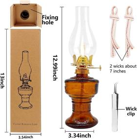 img 3 attached to 🪔 Rnuie Vintage Kerosene Oil Lamp Kit - Includes 1 Kerosene Lamp, 1 Tweezers, and 2 Replacement Wicks - Glass Hurricane Lantern for Indoor Lighting Decoration and Outdoor Camping Use (Brown)
