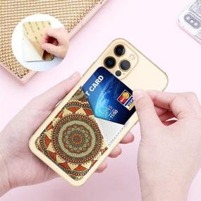 img 2 attached to DaBuBu Phone Card Holder PU Leather 3M Adhesive Stick-On ID Credit Card Wallet Phone Case Pouch Sleeve Pocket Compatible With Most Of Smartphones (Brown Red Mandala Flower)