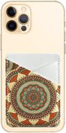 dabubu phone card holder pu leather 3m adhesive stick-on id credit card wallet phone case pouch sleeve pocket compatible with most of smartphones (brown red mandala flower) logo