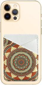 img 4 attached to DaBuBu Phone Card Holder PU Leather 3M Adhesive Stick-On ID Credit Card Wallet Phone Case Pouch Sleeve Pocket Compatible With Most Of Smartphones (Brown Red Mandala Flower)