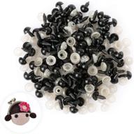 👀 100 pack black safety eyes for crafts & diy projects - 9mm spiral solid plastic eyes with washers for bears, dolls, puppets, plush animals logo