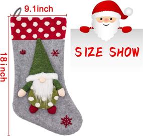 img 3 attached to Habibee 3 Pcs Christmas Stockings: 18inch Large Size with 3D Plush Gnomes Santa | Festive Hanging Rope Decorations for Party & Home Decor - Burlap Bags Included