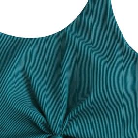 img 1 attached to 👙 ZAFUL Women's Knot Scoop Neck Bikini Set with Ruched High Waist - Two Piece Tankini Swimsuit