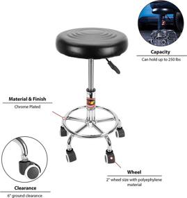 img 2 attached to 🪑 Enhance Comfort and Efficiency with the Performance Tool W85027 Adjustable Pneumatic Rolling Bar Stool, Black