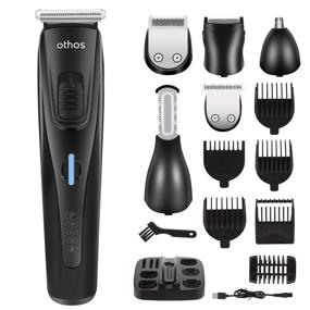 img 4 attached to 🔌 Othos Multi-functional Electric Hair Clipper Beard Trimmers Shaver Kit: Ultimate Grooming Solution for Men's Hair, Beard & Body - USB Charging, Waterproof, Cordless Design, LED Display