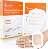 🩹 50 pack of transparent film dressing with waterproof feature, wound cover bandage tape for post surgical skin patch, scar therapy, breathable pressure seal, tattoo dressings - size 4'' x 4.75'' логотип