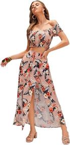 img 4 attached to 🌸 Floerns 2-Piece Floral Off-Shoulder Women's Jumpsuits, Rompers & Overalls