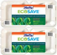 📦 hefty ecosave 3 compartment hinged lid containers - white - 9x9" - (50 count, pack of 2)". logo