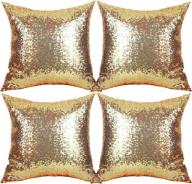 🎉 saisong sequins gold decorative pillows: sparkling 18x18 inch glitter throw pillow covers for home decoration, bed, living room, party, wedding - pack of 4 логотип