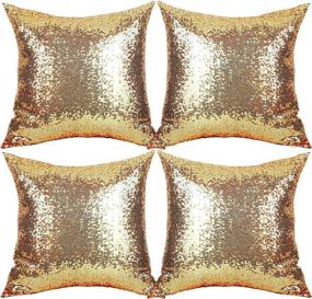 img 4 attached to 🎉 Saisong Sequins Gold Decorative Pillows: Sparkling 18x18 Inch Glitter Throw Pillow Covers for Home Decoration, Bed, Living Room, Party, Wedding - Pack of 4