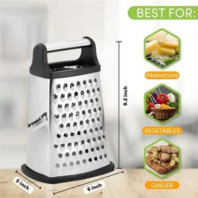 img 2 attached to 🧀 XL Size Professional Stainless Steel Box Grater with 4 Sides – Ideal for Parmesan Cheese, Vegetables, Ginger – Black, Best SEO