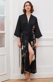 img 3 attached to 👘 Luxurious Ledamon Women's Kimono Robe Long - Exquisite Floral Bathrobe Nightgown with Pockets