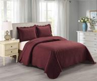 🛏️ veronica - new solid burgundy coverlet bedspread set for king/california king size bed - home collection, 3 piece over size, embossed design logo