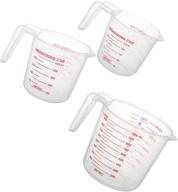 stackable liquid measuring cup set - millie plastic, 3pcs bpa free clear heat-resistant with angled grip and spout for kitchen use logo