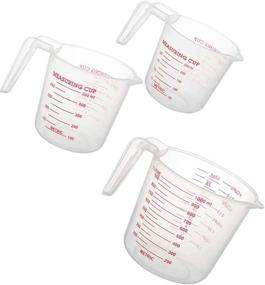 img 4 attached to Stackable Liquid Measuring Cup Set - Millie Plastic, 3Pcs BPA Free Clear Heat-resistant with Angled Grip and Spout for Kitchen Use