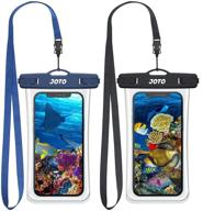 📱 joto waterproof phone pouch 7.0", transparent universal cellphone dry bag underwater case - iphone 13 pro max, 12, 11 xs xr, 8 7 plus, galaxy s21 ultra, a42, s10, note10, moto, pixel - 2 pack, black/navy logo