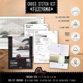 img 2 attached to 🏔️ Fujiyama Hand Embroidery Kit for Adults - Create Stunning Japanese Fuji Mountain Landscape - 11"x7.1", 16-ct Aida Cloth - Counted Cross Stitch Set - Perfect Housewarming Gift & Home Decor Project