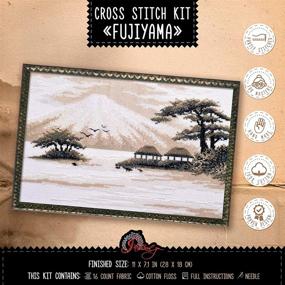 img 3 attached to 🏔️ Fujiyama Hand Embroidery Kit for Adults - Create Stunning Japanese Fuji Mountain Landscape - 11"x7.1", 16-ct Aida Cloth - Counted Cross Stitch Set - Perfect Housewarming Gift & Home Decor Project