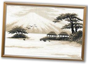 img 4 attached to 🏔️ Fujiyama Hand Embroidery Kit for Adults - Create Stunning Japanese Fuji Mountain Landscape - 11"x7.1", 16-ct Aida Cloth - Counted Cross Stitch Set - Perfect Housewarming Gift & Home Decor Project