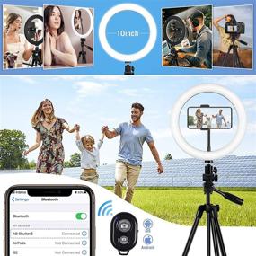 img 3 attached to 📸 10-inch LED Selfie Ring Light with Tripod Stand and Phone Holder - Perfect for TikTok, YouTube Vlog, Snapchat, and Live Video Recording & Streaming - Includes Remote Shutter and Desk Circle Lamp