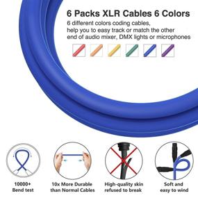 img 1 attached to 🔌 6 пакетов JTDER: микрофонные кабели XLR на 25 футов, разноцветные кабели соединения XLR мужской - XLR женский, сбалансированные кабели DMX с 3-х контактной конфигурацией - 25 футов.