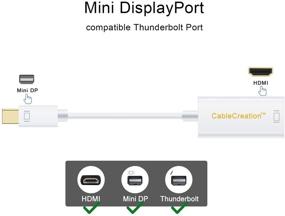 img 2 attached to 🔌 Mini DisplayPort to HDMI Adapter CableCreation - 4K Mini DP (Thunderbolt Port Compatible) to HDMI AV HDTV Male to Female Adaptor for Mac Book, iMac - White Color