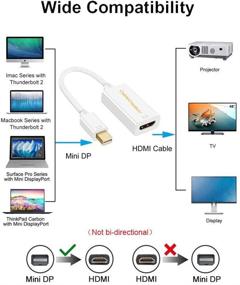img 1 attached to 🔌 Mini DisplayPort to HDMI Adapter CableCreation - 4K Mini DP (Thunderbolt Port Compatible) to HDMI AV HDTV Male to Female Adaptor for Mac Book, iMac - White Color