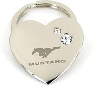 💎 stylish ford mustang heart shape keychain with 2 clear crystals for car enthusiasts logo