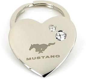img 3 attached to 💎 Stylish Ford Mustang Heart Shape Keychain with 2 Clear Crystals for Car Enthusiasts