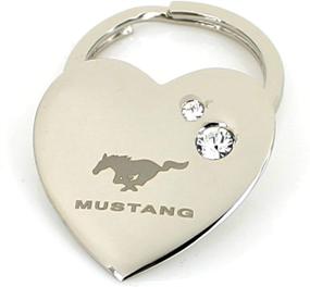 img 2 attached to 💎 Stylish Ford Mustang Heart Shape Keychain with 2 Clear Crystals for Car Enthusiasts