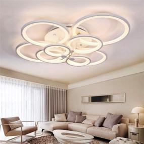 img 1 attached to Modern LED Dimmable Ceiling Light: Ring Circle Flush Mount Lamp - Decorative Lighting Fixture for Bedroom, Kitchen, Living Room - Acrylic Lampshade Chandelier - 8 Rings, 120W