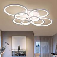 modern led dimmable ceiling light: ring circle flush mount lamp - decorative lighting fixture for bedroom, kitchen, living room - acrylic lampshade chandelier - 8 rings, 120w логотип