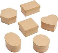 📦 6-pack kraft colored mini paper mache boxes with lids in 6 different shapes logo