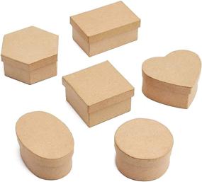 img 4 attached to 📦 6-Pack Kraft Colored Mini Paper Mache Boxes with Lids in 6 Different Shapes